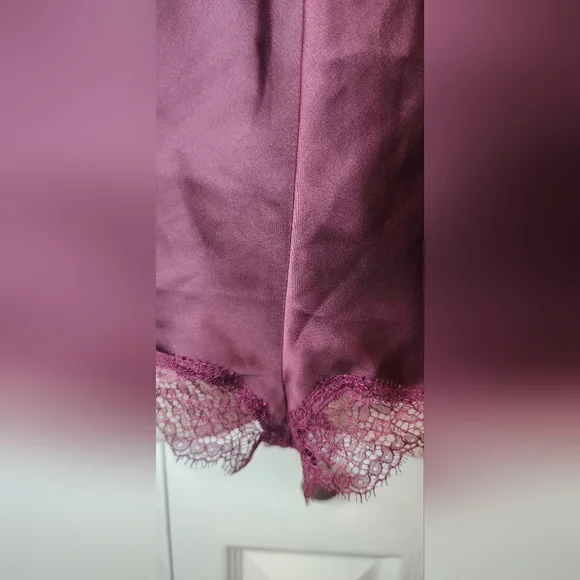 VICTORIA'S SECRET Burgandy Core Satin Side Tie Romper Size Small Lace - Picture 4 of 8